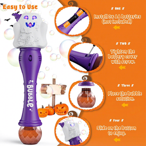 Soplador de burbujas automático con luz LED <span class=keywords><strong>Fantasma</strong></span> De Halloween Bubble Making Wand Toys para niños - Product Image 4