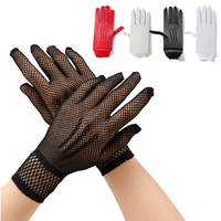 Gants multicolores mi-doigts en résille transparente extensible et respirante pour femme, pour robe de mariée, spectacle, fête et déguisement