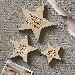 Espositore a Forma di Stella in <span class=keywords><strong>Legno</strong></span> Personalizzato, Decorativo in Acero con <span class=keywords><strong>Incisione</strong></span> della Data di Anniversario - Product Image 2