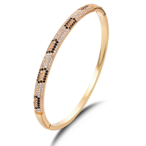 Sparkling Micro Paved Black White Cubic Zircon Rose Gold and <strong>Silver</strong> Plated Copper <strong>Bracelet</strong> <strong>Bangles</strong> for Women Party Dress Jewelry - Product Image 1