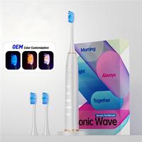 Ensemble de brosses à dents électriques soniques personnalisées pour adultes, 5 modes de nettoyage, rechargeable intelligent, LED, étanche IPX7, doux, 260 jours d'autonomie de la batterie