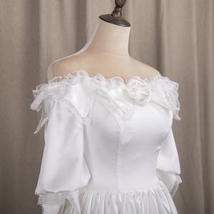 #3163 fotos reales <span class=keywords><strong>Victoria</strong></span> Vintage diseño especial 3/4 manga larga encaje suave encaje hasta marfil vestido de novia - Product Image 5