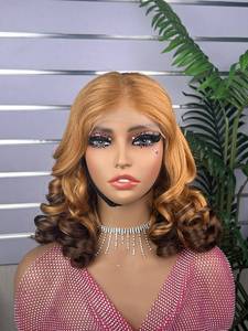 Perruque bouclée lâche avec closure 5x5, style Jerry Curl, ombré marron, cheveux naturels pleine tête, double trame, cheveux bouclés et volumineux - Product Image 3