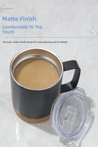 Taza de Viaje de Acero Inoxidable Aislada de 360 ml (12 oz) con Base de <span class=keywords><strong>Corcho</strong></span>, Taza Térmica de Doble Pared para Café y Bebidas de Oficina - Product Image 6
