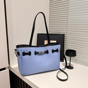 Sac fourre-tout en toile tendance et <span class=keywords><strong>pas</strong></span> <span class=keywords><strong>cher</strong></span>, motif à blocs de couleur, boucle magnétique, sac à bandoulière portable pour femmes - Product Image 3