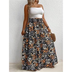 Pantalon palazzo fluide grande taille pour femme, motif floral, taille haute, jambe large, style bohème, pour les vacances d'été et les croisières - Product Image 4