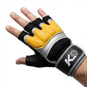 Guantes Deportivos de Neopreno K4 de Medio Dedo, Amarillos y Negros, con Malla, Correa de Muñeca Ajustable, Ligeros (0.5 kg), para Entrenamiento en Gimnasio, Unisex - Product Image 1