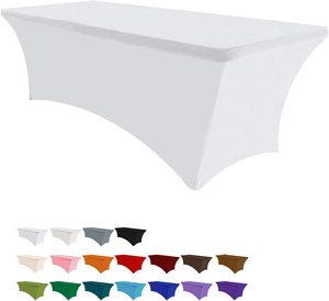 Tùy chỉnh 8ft polyester trắng hình chữ nhật căng Khăn trải bàn 6ft tiệc Spandex bảng bìa cho các sự kiện đám cưới Đảng - Product Image 1