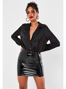 Shiny Artificial Leather Mini <strong>Skirt</strong> Women's Sexy High-Waisted <strong>PVC</strong> Short Office Lady PU Fitted Pencil <strong>Skirt</strong> Slimming Mini <strong>Skirt</strong> - Product Image 4