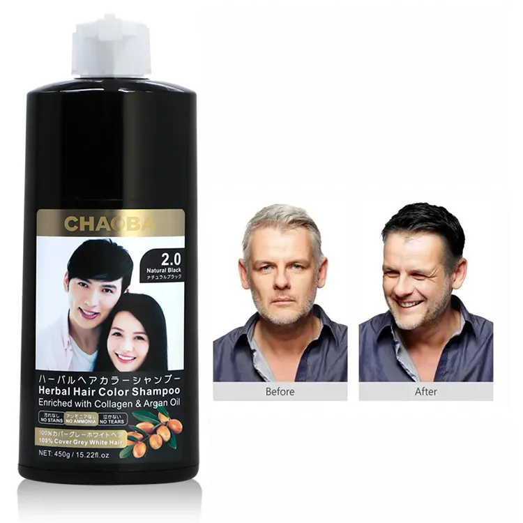 permanent 5min white hair to black fast black hair dye shampoo men women color dye liquid with argan oil