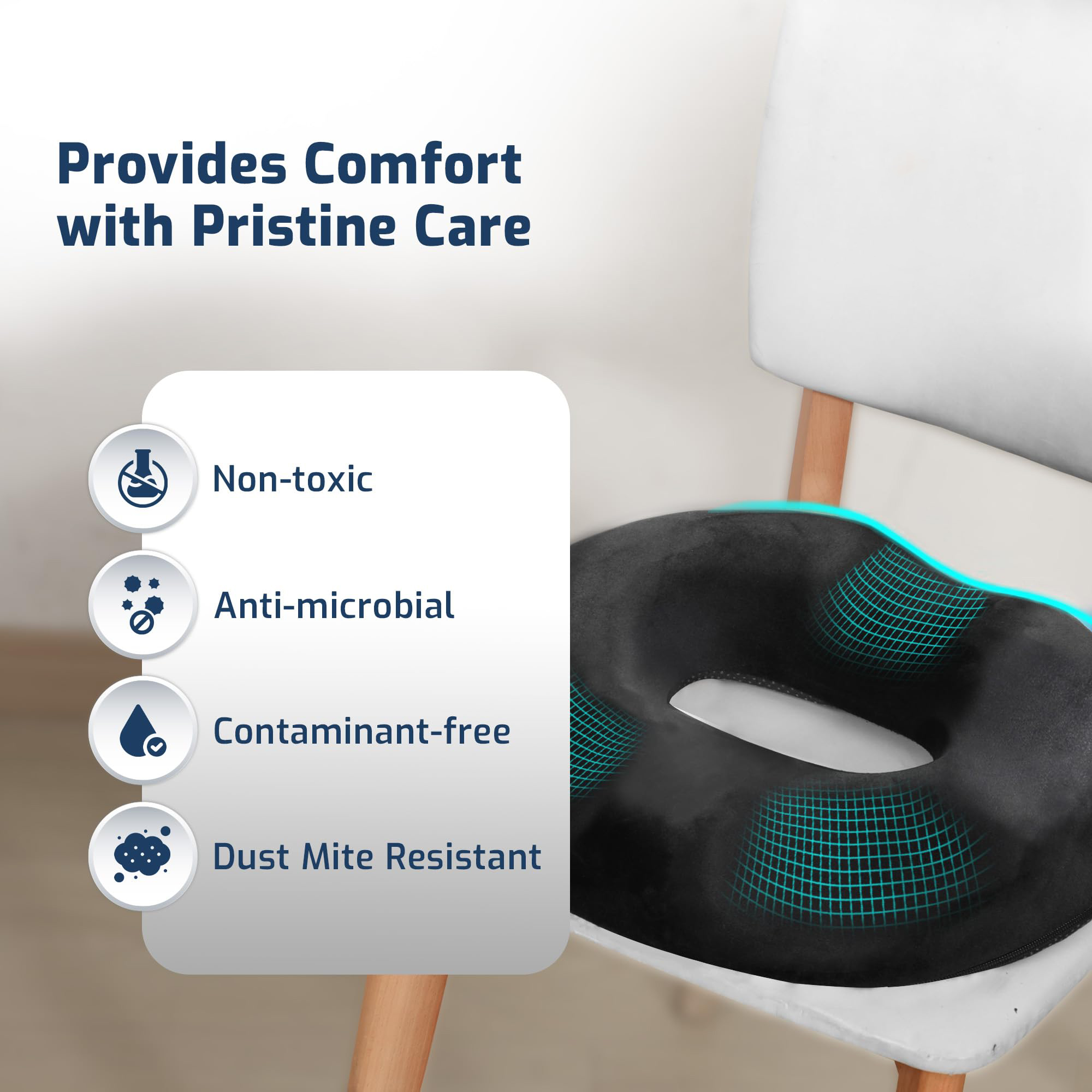 Cuscino Ortopedico In Memory Foam Per Sedia: Allevia Dolore Coccige E Sciatica - Antiscivolo