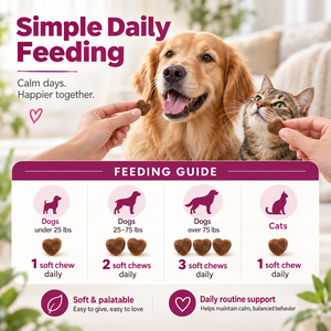 Disponibili Subito: Morbidi Bocconcini Calmanti per Cani e Gatti, Sollievo dall'Ansia con L-Triptofano e L-Teanina, Integratore Calmante 300g - Product Image 4