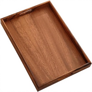 Bandeja Rectangular de Madera Premium para Servicio a la Habitación, Borde Elevado, Acabado Liso, para Servir Comida, Bebidas y Desayuno - Product Image 2