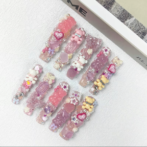 Móng tay nhân tạo lâu dài handmade Acrylic ngón tay vừa vuông Báo Chí trên móng tay bán buôn Báo Chí trên móng tay Nhà cung cấp - Product Image 2