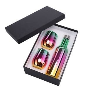 Luxury Insulated Stainless Steel Wine Tumbler Chiller Gift Set With Lid Straw Birthday 2*12oz Tumbler 17oz Wine <b>Bottle</b> Gift <b>Box</b> - Product Image 6