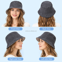 Topi Bucket Bordir Logo Kustom, Pelindung Radiasi Faraday, Topi Bucket Bertepi Lebar dengan Kain Serat Baja untuk Perjalanan Luar Ruangan
