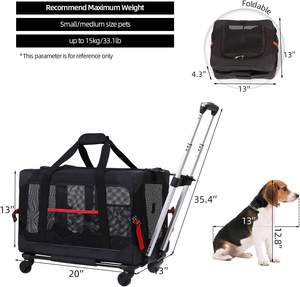 JW PET rolling seyahat havayolu onaylı köpek taşıyıcı, evcil hayvan taşıyıcı, tekerlekli haddeleme evcil hayvan taşıyıcı ekstra geniş ayrılabilir - Product Image 2