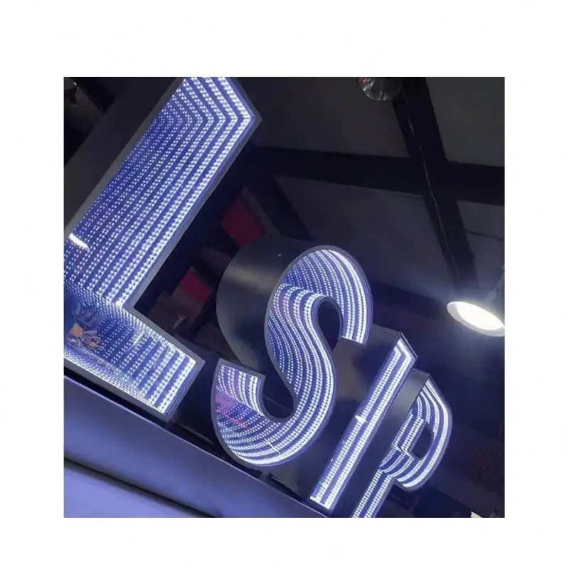 Muestra gratis de color sin fin infinito espejo signo logotipo 3D LED carta señales electrónicas