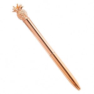 Stylo gel en métal en forme d'ananas Kawaii, pointe 1,0 mm, fournitures de papeterie de bureau, encre noire - Or rose - Product Image 6