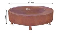 Taille personnalisée Foyer rustique d'extérieur en acier corten rustique avec couleur rouille pour bois de chauffage combustible