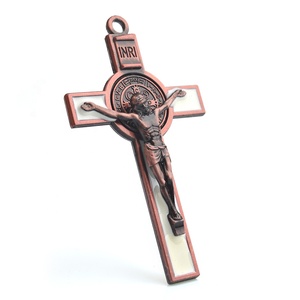 Crucifijo de San Benito en Cobre Antiguo, Colgante de Rosario de 75*43mm, Cruz <span class=keywords><strong>Religiosa</strong></span> Chapada en Aleación, Joyería Católica, Amuleto de Santo - Product Image 4