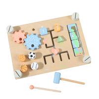 Tableau d'activités en bois double face avec animaux, blocs de correspondance, jeu de marteau, jouet sensoriel Montessori pour tout-petits, garçons et filles