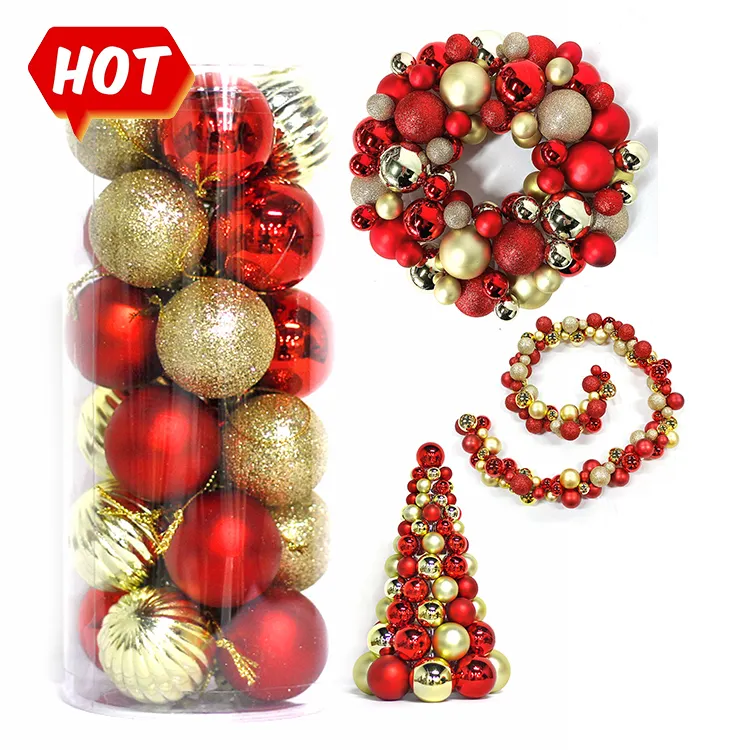 Custom Shatterproof Plastic Tree Ornaments Baubles Christmas Balls For DIY Ball Wreath Garland Conetree Hanging Xmas Decoration
