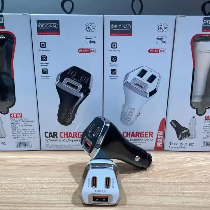 Автомобильное зарядное устройство 45 Вт с USB-портом, 2 порта qc 3,0 и type-C, автомобильное зарядное устройство для быстрой зарядки