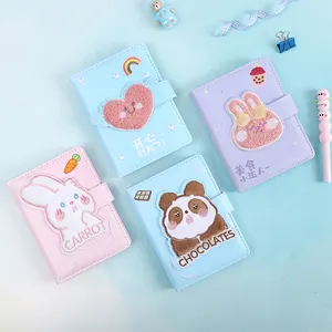 Tendências 2023 Bonito Cartão Animais Notebooks Diário para Meninas PU B6 Bordado Coelho Panda para Crianças