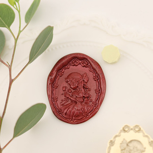 New Craft 3D cứu trợ cô bé sáp con dấu tem đầu hình elip cắt cạnh tùy chỉnh Logo 3D mô hình cứu trợ cho sinh viên tự làm Sổ tay - Product Image 5