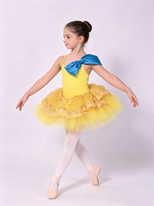 Robe <span class=keywords><strong>tutu</strong></span> de ballet à bretelles spaghetti pour filles, jupe en tulle à paillettes et dentelle, costume de scène pour enfants - Product Image 1