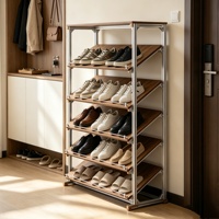 Meuble créatif à axe optique, porte-chaussures multifonctionnel pour entrée, organisateur de rangement et de présentation domestique en profilé aluminium sur mesure