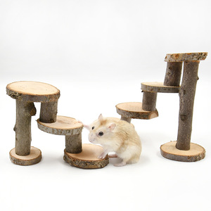 Wooden Climbing Stairs For <b>Small</b> Animals 18x7x15cm 4 <b>Steps</b> Durable Applewood <b>Ladder</b> Toy - Product Image 3
