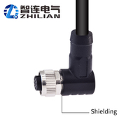 Connecteur M12 mâle/femelle moulé sur mesure, 2-17 broches, étanche IP67, connecteur de capteur circulaire M12 coudé 12 broches