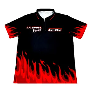 Custom Sublimation Racing Pit Crew Shirt Full Button Down Racing Polo Shirts Custom Own Design Motocross Jersey