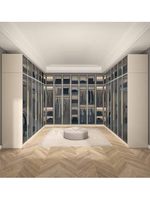 Closet Moderno Personalizado com Porta de Vidro para Toda a Casa, Armário Modular para Quarto com Luz LED e Ferragens de Fechamento Suave