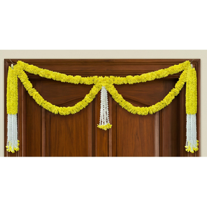 Artificial Yellow and <b>White</b> Flower Garland Decorative <b>Hanging</b> Floral Mala for Wedding Festival Temple Event Decoration - Product Image 4