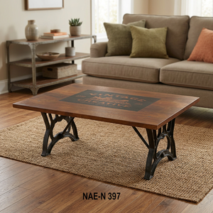 Mesa de Centro Moderna de Estilo Industrial Vintage, de Hierro y Madera de Mango Sólida, Muebles para Sala de Estar, Hogar, Villa, Hotel, Casa de Campo, Estilo Antiguo - Product Image 2
