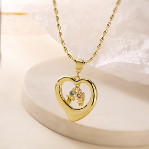 2025 breloque plaqué or 18 carats Zircon coeur garçon <span class=keywords><strong>et</strong></span> fille <span class=keywords><strong>pendentif</strong></span> collier frères <span class=keywords><strong>et</strong></span> soeurs Couples collier pour femmes - Product Image 2