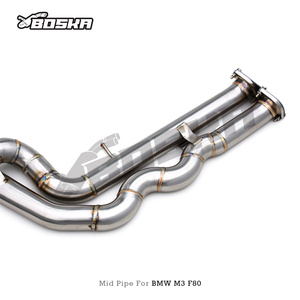 Tube intermédiaire d'échappement Boska avec tube en Z en acier inoxydable soudé TIG pour M3 M4 F80 F82 3.0T S55 2015-2019, tube intermédiaire d'échappement à longueur égale - Product Image 6