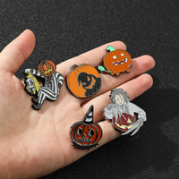 Halloween Broche Cauchemar Noël Sorcière Grotte Tête de Citrouille Jack Personnalisé Noir Nickel Métal Émail Pin Badge