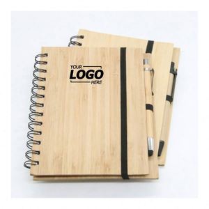 Carnet en bambou moderne avec logo imprimé en sérigraphie - Cadeau promotionnel écologique personnalisé pour étudiants et entreprises - Product Image 1