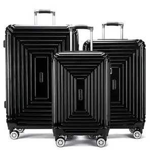 Factory direct sales fashion Hard shell large capacity three set PC trolley luggage travel suitcase