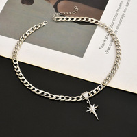 Collier Hip-hop en alliage plaqué or, bijoux en gros pour revendeurs, accessoires pour femmes, simple, motif étoile à huit branches