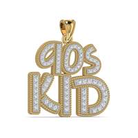 Pendentif personnalisé en moissanite certifiée GRA, taille brillant, lettres KID style années 90, style hip-hop glacé, bijoux unisexe pour enfants en argent 925