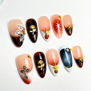 <span class=keywords><strong>Uñas</strong></span> Postizas de Acrílico Coloridas, Forma Almendrada, Stiletto, <span class=keywords><strong>con</strong></span> Diseño de Flor, Simples y Dulces, Decoración de Plástico para el Cabello, para Uso Diario y Fiestas - Product Image 1