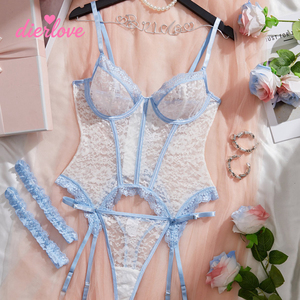 Dierlove 2026 Nuova Collezione Lingerie Trasparente <span class=keywords><strong>Taglie</strong></span> <span class=keywords><strong>Forti</strong></span>, Body in Pizzo Blu, Intimo Femminile Sexy - Product Image 2