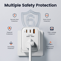 Adaptateur de voyage Toocki haute efficacité 20W GaN, alimentation 6-en-1, chargeur USB C, design compact pour la maison et le bureau