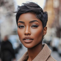 HD Full 13x4 Bob Cheveux de bébé courts bouclés pour perruque frontale en dentelle avec couleurs mélangées Cheveux humains brésiliens pour coupe Pixie pour perruque coupe Pixie