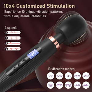 Vibrador AV Wand resistente al agua para mujer, 10 modos, 4 velocidades, masajeador de silicona recargable potente con pantalla LCD, herramienta de relajación corporal - Product Image 2